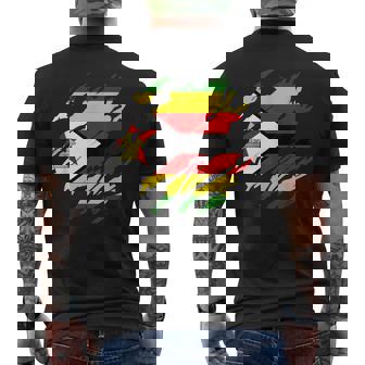 ジンバブエの旗ジンバブエ メンズTシャツ バックプリント - Kawaiitshirt