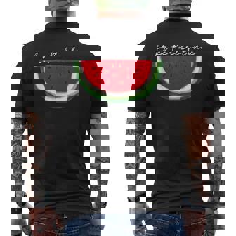 スイカ パレスチナ国旗 連帯 パレスチナ フリー メンズTシャツ バックプリント - Kawaiitshirt