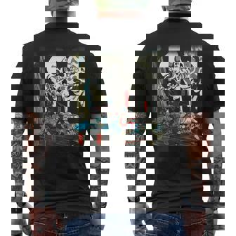 スケルトン 妖怪 歌川 国芳 日本美術 ハロウィン 相馬の古内裏 妖怪がしゃどくろと戦う大宅太郎光圀 メンズTシャツ バックプリント - Kawaiitshirt