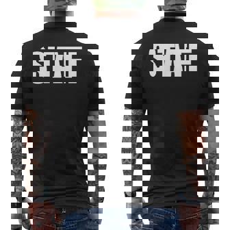 スタッフ社員 イベントスタッフ表裏プリント 白 メンズTシャツ バックプリント - Kawaiitshirt