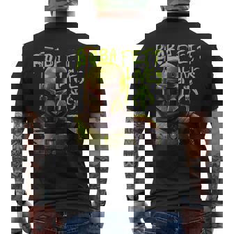 スター・ウォーズ ボバ・フェットの本 ネオン・ボバ・フェット・ライヴズ ポスター メンズTシャツ バックプリント - Kawaiitshirt