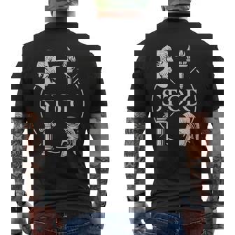 ストイックな美徳 – 知恵の勇気 正義 自己習得のシンボル メンズTシャツ バックプリント - Kawaiitshirt