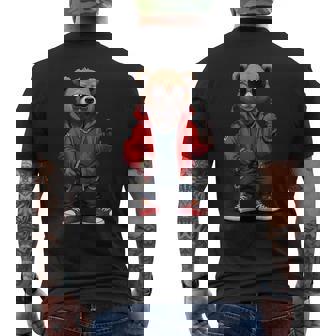 ストリートウェア ヒップホップ ラップ ラッパー ベア クール アーバン グラフィック メンズTシャツ バックプリント - Kawaiitshirt