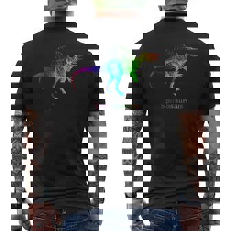 スピノサウルス 恐竜 レインボー スケルトン メンズTシャツ バックプリント - Kawaiitshirt