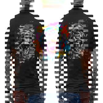 スプラッシュアート チンパンジー 野生動物 動物 好き カラフル メンズTシャツ バックプリント - Kawaiitshirt