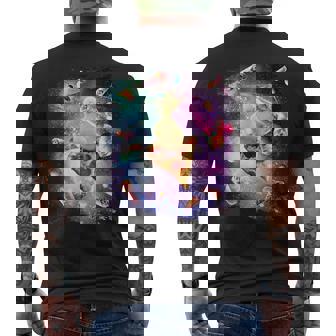 スペースレーザーアヒル食べるピザ、ギャラクシーダック。 メンズTシャツ バックプリント - Kawaiitshirt