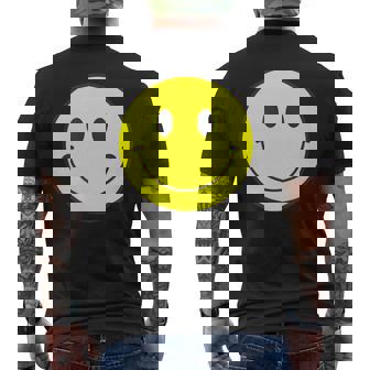 スマイル フェイス 笑顔（ベーシック）【スマイリー】ニコニコ 絵文字 黄色 ポップ かわいい イラスト メンズTシャツ バックプリント - Kawaiitshirt