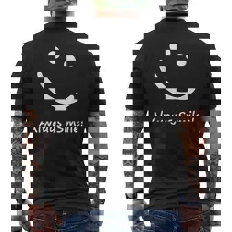 スマイルデザイン「ただスマイル」と言う言葉 メンズTシャツ バックプリント - Kawaiitshirt