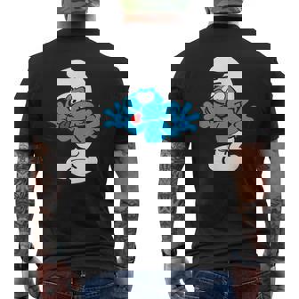 スマーフ ジョキー スマーフ 舌 ジョイフル ブルー コミック スマーフェット メンズTシャツ バックプリント - Kawaiitshirt
