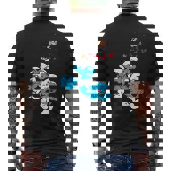 スマーフグループ スマーフ ガーガメル 魅惑のブルーフレンズのファン メンズTシャツ バックプリント - Kawaiitshirt