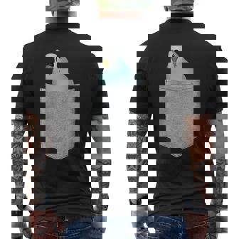 セキセイインコ ポケットから覗く 可愛いデザイン メンズTシャツ バックプリント - Kawaiitshirt