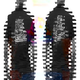 タイガーミュージック Dj ターンテーブル Dj タイガーテクノ ダンスクラブ ハウス メンズTシャツ バックプリント - Kawaiitshirt