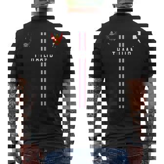 タイ国旗、タイのシルエットマップ、国章 メンズTシャツ バックプリント - Kawaiitshirt