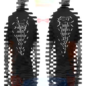 メンズ タキシード 赤い蝶ネクタイ付き ブラックスーツ 面白い メンズ レディース キッズ メンズTシャツ バックプリント - Kawaiitshirt