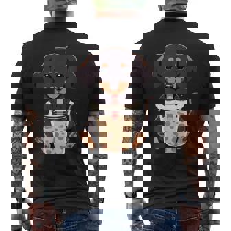 ダックスフンド ボバティー バブルティー アニメ カワイイ 犬 メンズTシャツ バックプリント - Kawaiitshirt