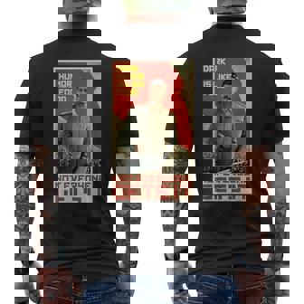 ダークユーモアは食べ物のようです スターリン・ソビエト共産主義のプロパガンダ メンズTシャツ バックプリント - Kawaiitshirt