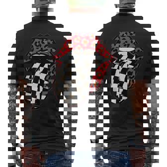 チェック 舌 赤 ヒョウ 唇 レース メンズTシャツ バックプリント - Kawaiitshirt