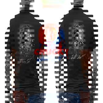 チャッキー・ワナ・プレイ・ブラッディ・ナイフ メンズTシャツ バックプリント - Kawaiitshirt