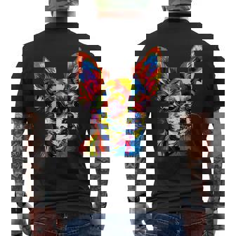 チワワ カラフル カラー ポップアート ラブ ちっちゃかわいいチワワ メンズTシャツ バックプリント - Kawaiitshirt