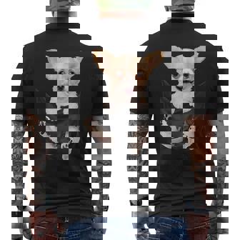 チワワ犬愛好家のためのポケットに入った面白いチワワ犬。 メンズTシャツ バックプリント - Kawaiitshirt