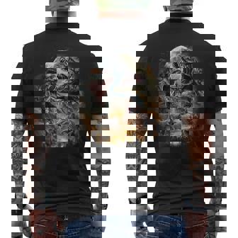 ティラノサウルス レックス 恐竜 先史時代の満月 メンズTシャツ バックプリント - Kawaiitshirt