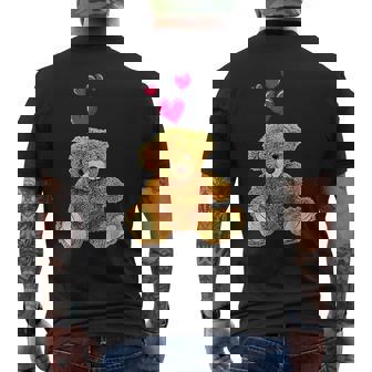 テディベアとハートのかわいいテディベアモチーフ メンズTシャツ バックプリント - Kawaiitshirt