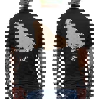 トド《ビッグ プリント》【どうぶつフレンズ】海・水族館の生き物 ゆるくてかわいい キャラクター イラスト メンズTシャツ バックプリント - Kawaiitshirt