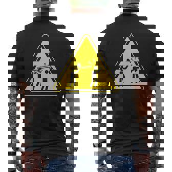 トランペット注意面白いトロンボーン奏者 メンズTシャツ バックプリント - Kawaiitshirt