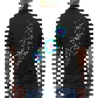 トロピカルカラー ハワイアン ホヌー ウミガメ メンズTシャツ バックプリント - Kawaiitshirt