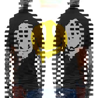 ドリッピースマイルイエロースマイルフェイスシャツ かわいい ハッピースマイルフェイス メンズTシャツ バックプリント - Kawaiitshirt