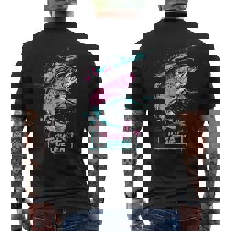 ニジマスのフライフィッシング・グラフィック トラウト・クイーン メンズTシャツ バックプリント - Kawaiitshirt