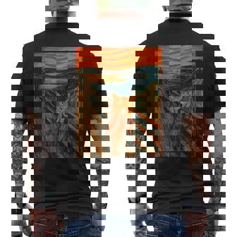 ニャンコの叫び 面白い 猫 ムンクの叫び パロディ おもしろ 服 おもしろグッズ ネタ メンズTシャツ バックプリント - Kawaiitshirt