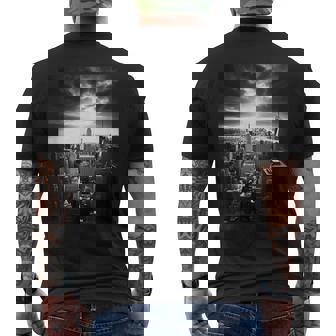 ニューヨーク市写真撮影 白黒写真 メンズTシャツ バックプリント - Kawaiitshirt