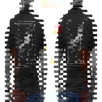 ニワトリ 絵画 描画 動物 アート グラフィック ニワトリ メンズTシャツ バックプリント - Kawaiitshirt