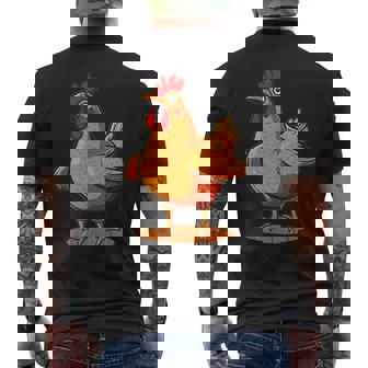 ニワトリとオンドリの胸のコスチューム メンズTシャツ バックプリント - Kawaiitshirt