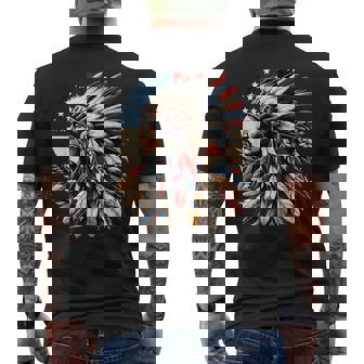 ネイティブアメリカン インディアン チーフ アメリカ国旗 先住民 メンズTシャツ バックプリント - Kawaiitshirt