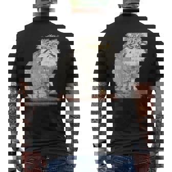 ネコ マヌルネコ 子猫 野生動物 メンズTシャツ バックプリント - Kawaiitshirt