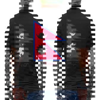 ネパールのネパール国旗のお土産。 メンズTシャツ バックプリント - Kawaiitshirt