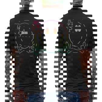 ハイビスカス シャカ スマイルフェイス レインボー ハッピーフェイス アロハ ハワイアン メンズTシャツ バックプリント - Kawaiitshirt