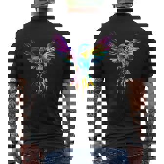 ハチドリ カラフル アート 動物 グラフィック 鳥 ハチドリ メンズTシャツ バックプリント - Kawaiitshirt