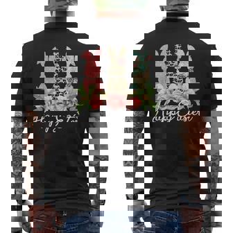 ハッピーイースター 3匹のウサギ 春のハント 卵 おもしろウサギ メンズTシャツ バックプリント - Kawaiitshirt