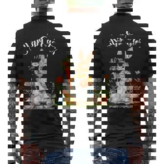 ハッピーイースターバニーニンジンイースターエッグ イースターラビットアートワーク メンズTシャツ バックプリント - Kawaiitshirt