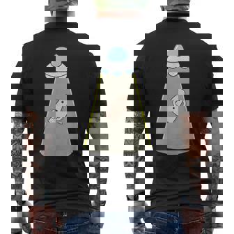 ハニワ くん 埴輪《Ufo 遭遇》【ゆるフレンズ】歴史土器 かわいい 面白い キャラクター メンズTシャツ バックプリント - Kawaiitshirt