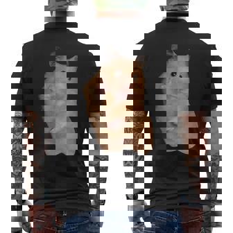 ハムスターミーム ピースサイン付き メンズTシャツ バックプリント - Kawaiitshirt