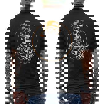 ハロウィン スケルトン ロックハンド ロッカー メンズ ボーイズ ロックミュージック メンズTシャツ バックプリント - Kawaiitshirt