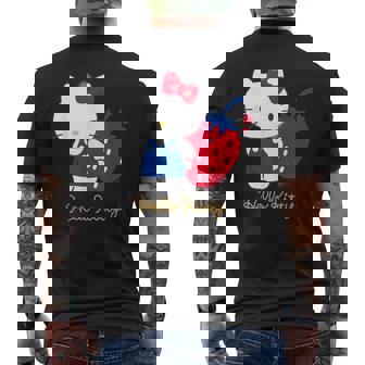 ハローキティ いちご ダークカラー メンズTシャツ バックプリント - Kawaiitshirt