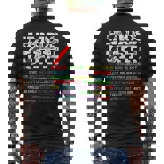 ハンズオフ抗議 社会保障とメディケア抗議 メンズTシャツ バックプリント - Kawaiitshirt