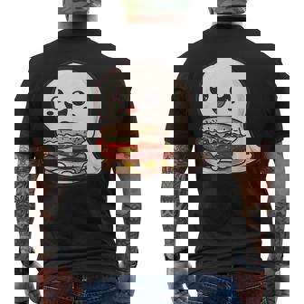 ハンバーガーとかわいいおばけ メンズTシャツ バックプリント - Kawaiitshirt