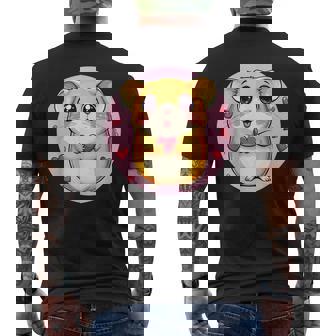 ハートに囲まれたハートを持つかわいいハムスター メンズTシャツ バックプリント - Kawaiitshirt