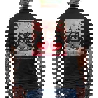 ハートのある黒猫 バレンタインデー アートペインティング メンズTシャツ バックプリント - Kawaiitshirt